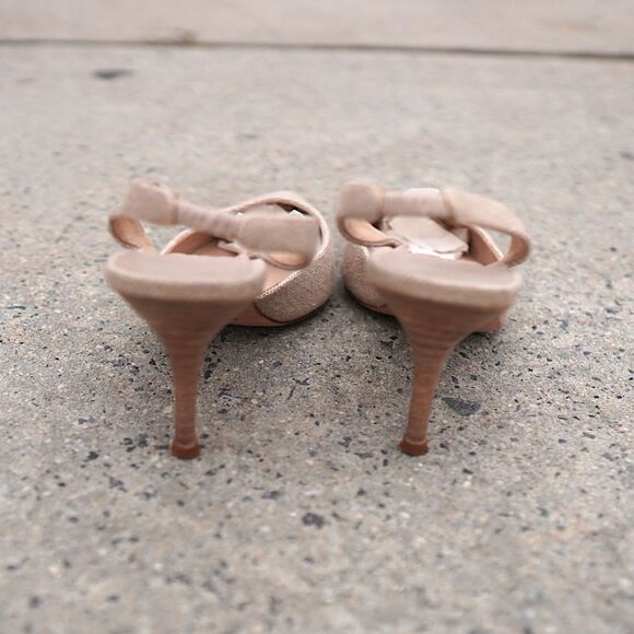 Manolo Blahnik Beige Linen Slingback Mules IT 36.5 Carrie Bradshaw Heels - Picture 7 of 9